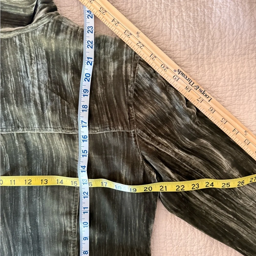 Chico's Olive‎ Crushed Velvet Trucker Jacket